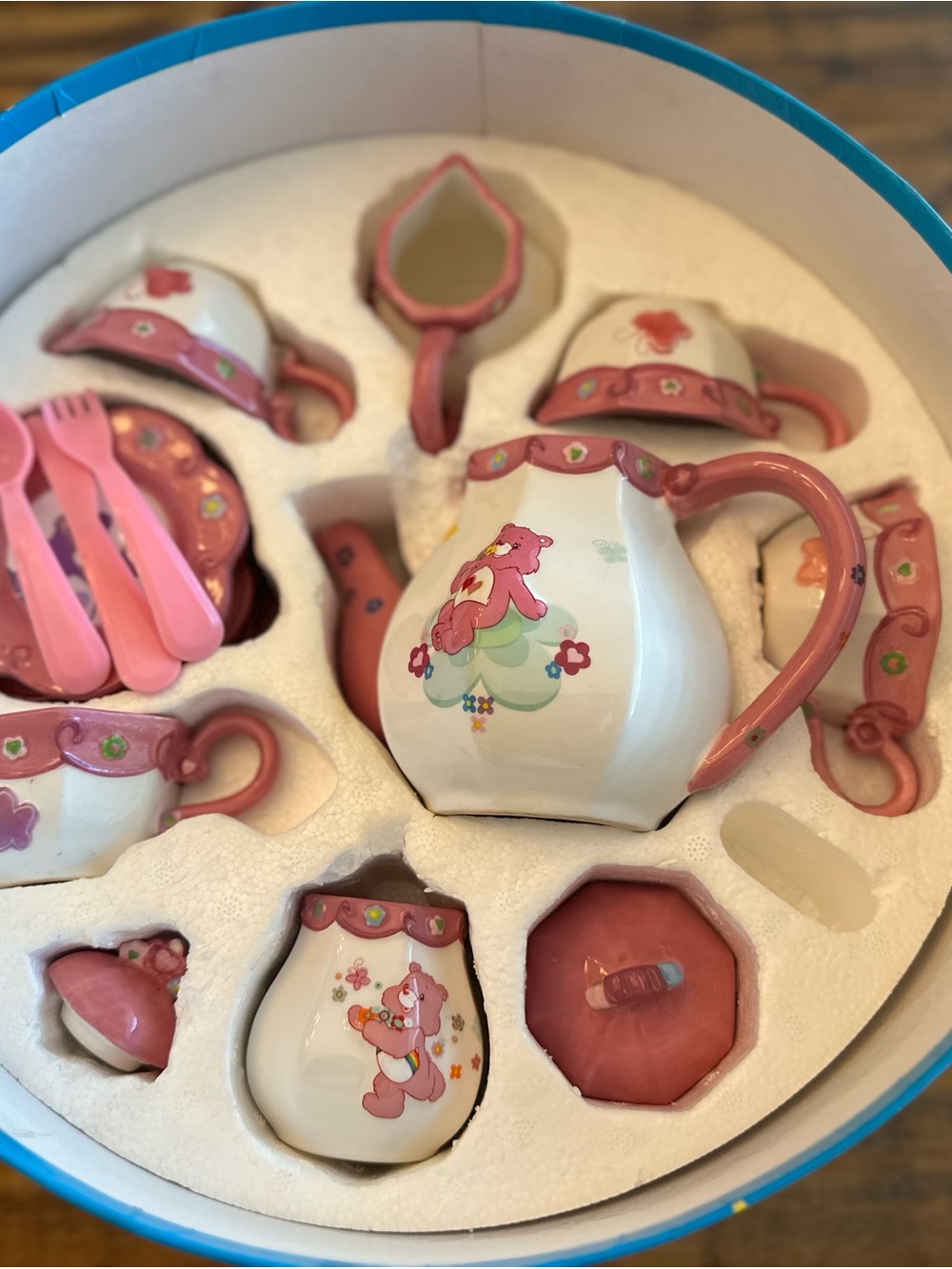 Care Bears Pink & White Ceramic Tea Set with Bear Motifs